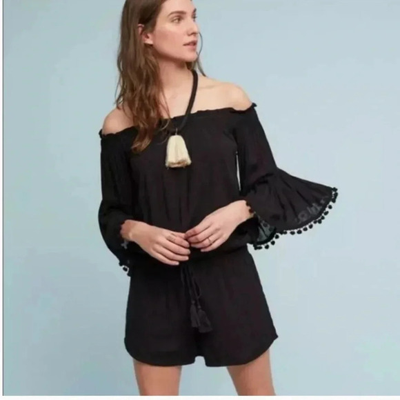Anthropologie Lilka Black Short Romper Sz M - Picture 1 of 9